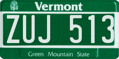 VT license plate ZUJ513