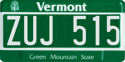 VT license plate ZUJ515