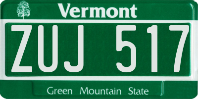 VT license plate ZUJ517