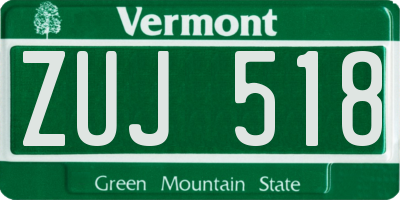 VT license plate ZUJ518