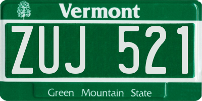VT license plate ZUJ521