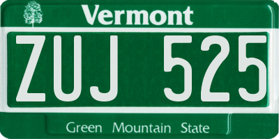 VT license plate ZUJ525