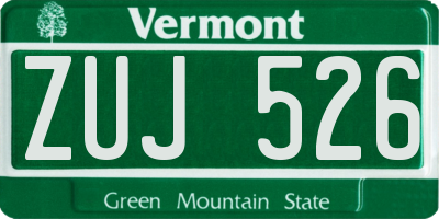 VT license plate ZUJ526