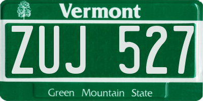 VT license plate ZUJ527
