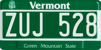 VT license plate ZUJ528