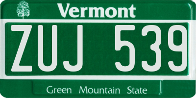 VT license plate ZUJ539