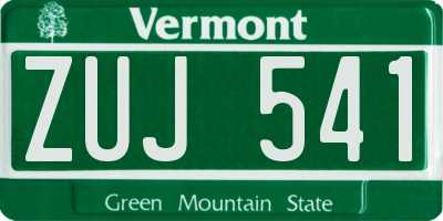VT license plate ZUJ541