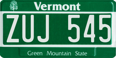 VT license plate ZUJ545