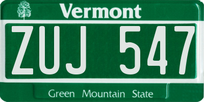 VT license plate ZUJ547