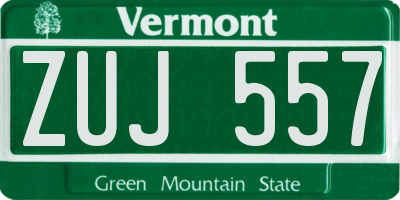 VT license plate ZUJ557