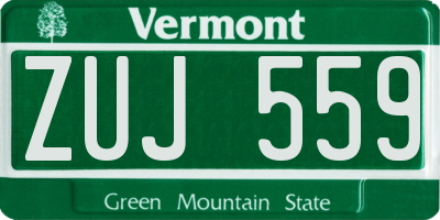 VT license plate ZUJ559