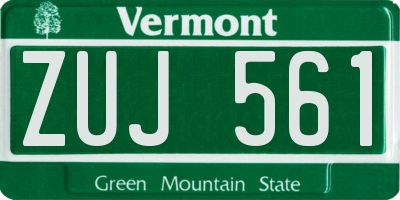 VT license plate ZUJ561