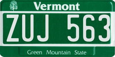 VT license plate ZUJ563