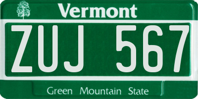 VT license plate ZUJ567