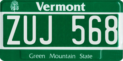 VT license plate ZUJ568