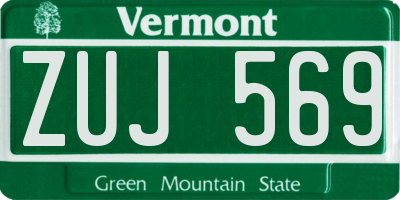 VT license plate ZUJ569