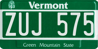VT license plate ZUJ575