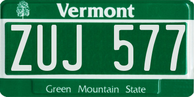 VT license plate ZUJ577