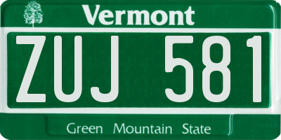 VT license plate ZUJ581