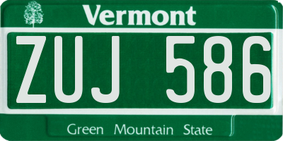VT license plate ZUJ586