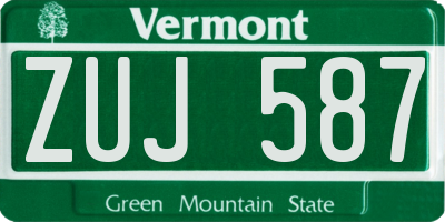 VT license plate ZUJ587