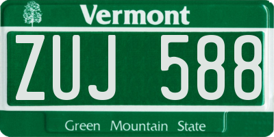 VT license plate ZUJ588