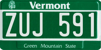 VT license plate ZUJ591