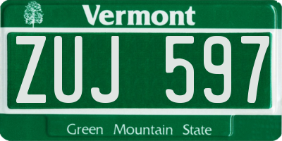 VT license plate ZUJ597