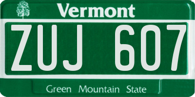 VT license plate ZUJ607