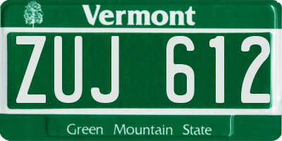 VT license plate ZUJ612