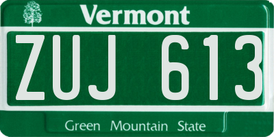 VT license plate ZUJ613