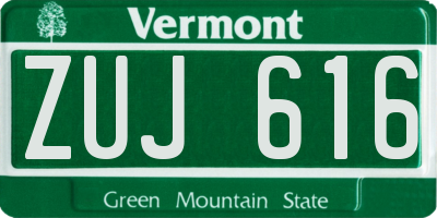 VT license plate ZUJ616