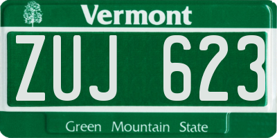 VT license plate ZUJ623