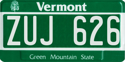 VT license plate ZUJ626