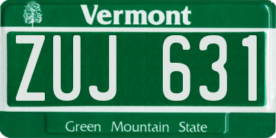 VT license plate ZUJ631
