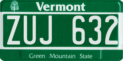 VT license plate ZUJ632