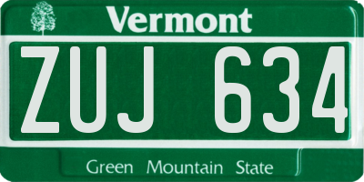 VT license plate ZUJ634