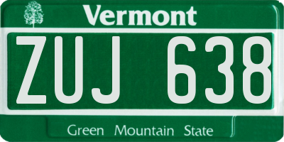 VT license plate ZUJ638