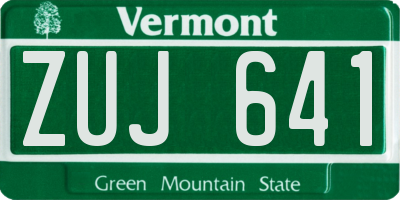 VT license plate ZUJ641