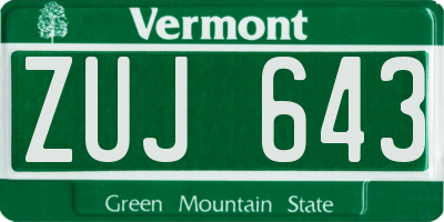 VT license plate ZUJ643