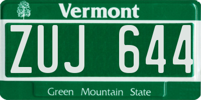 VT license plate ZUJ644
