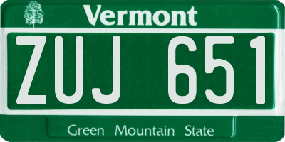 VT license plate ZUJ651