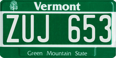 VT license plate ZUJ653