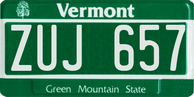 VT license plate ZUJ657