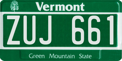 VT license plate ZUJ661