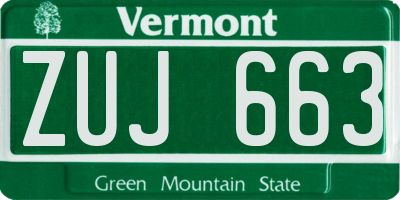VT license plate ZUJ663