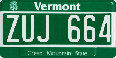 VT license plate ZUJ664