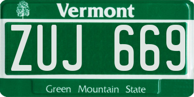 VT license plate ZUJ669