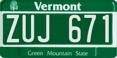 VT license plate ZUJ671