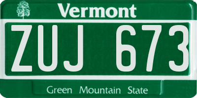 VT license plate ZUJ673